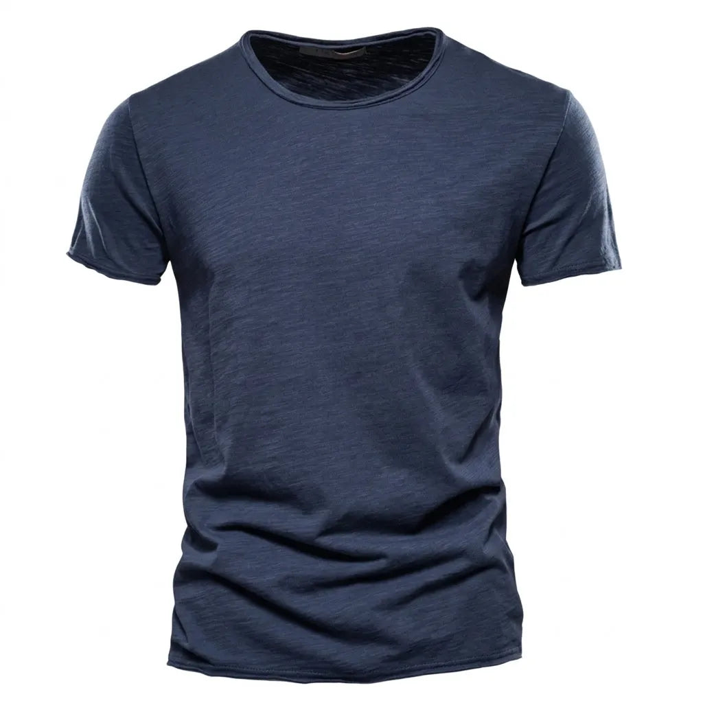 Men's Crewneck Short-Sleeve Slub Texture T-Shirt