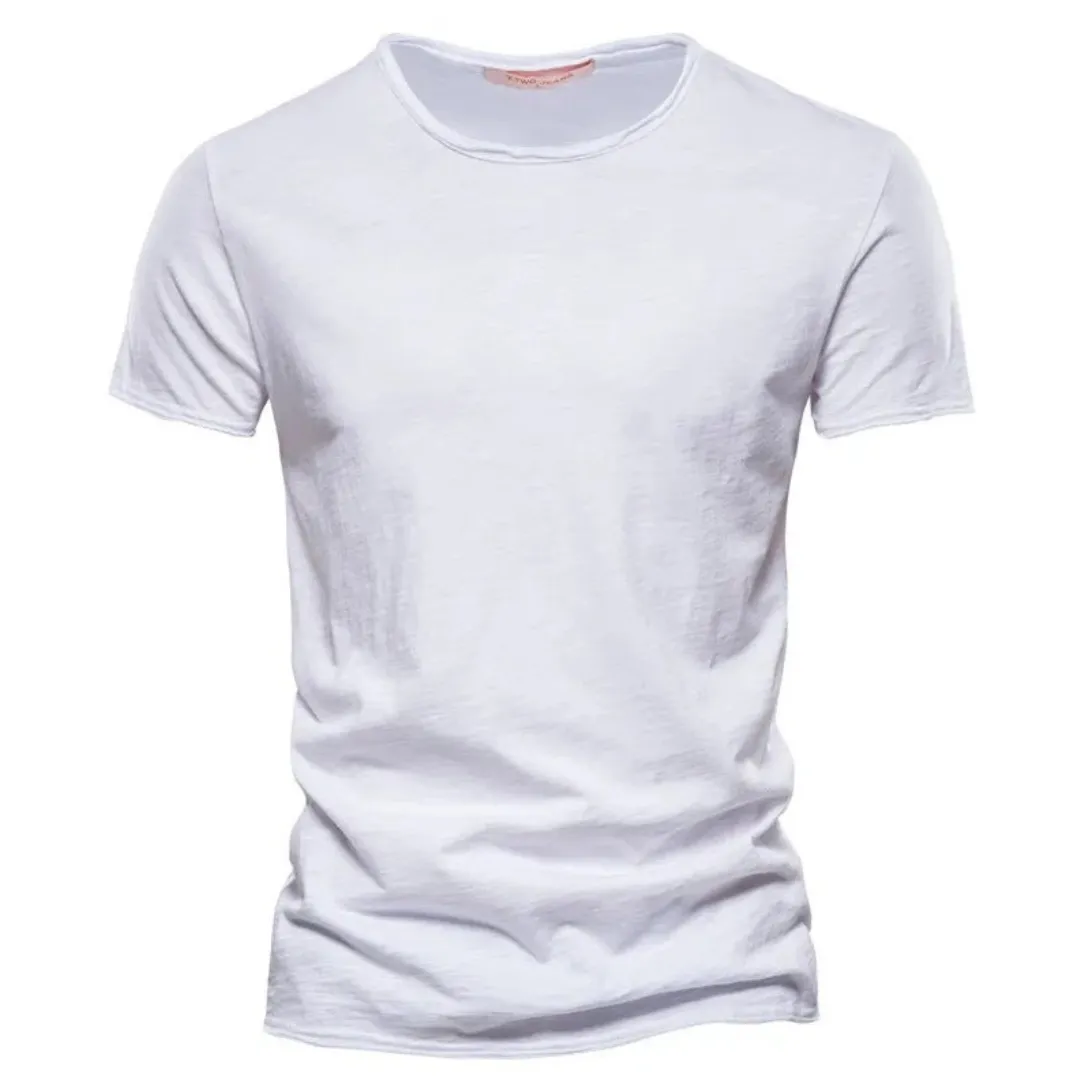 Men's Crewneck Short-Sleeve Slub Texture T-Shirt