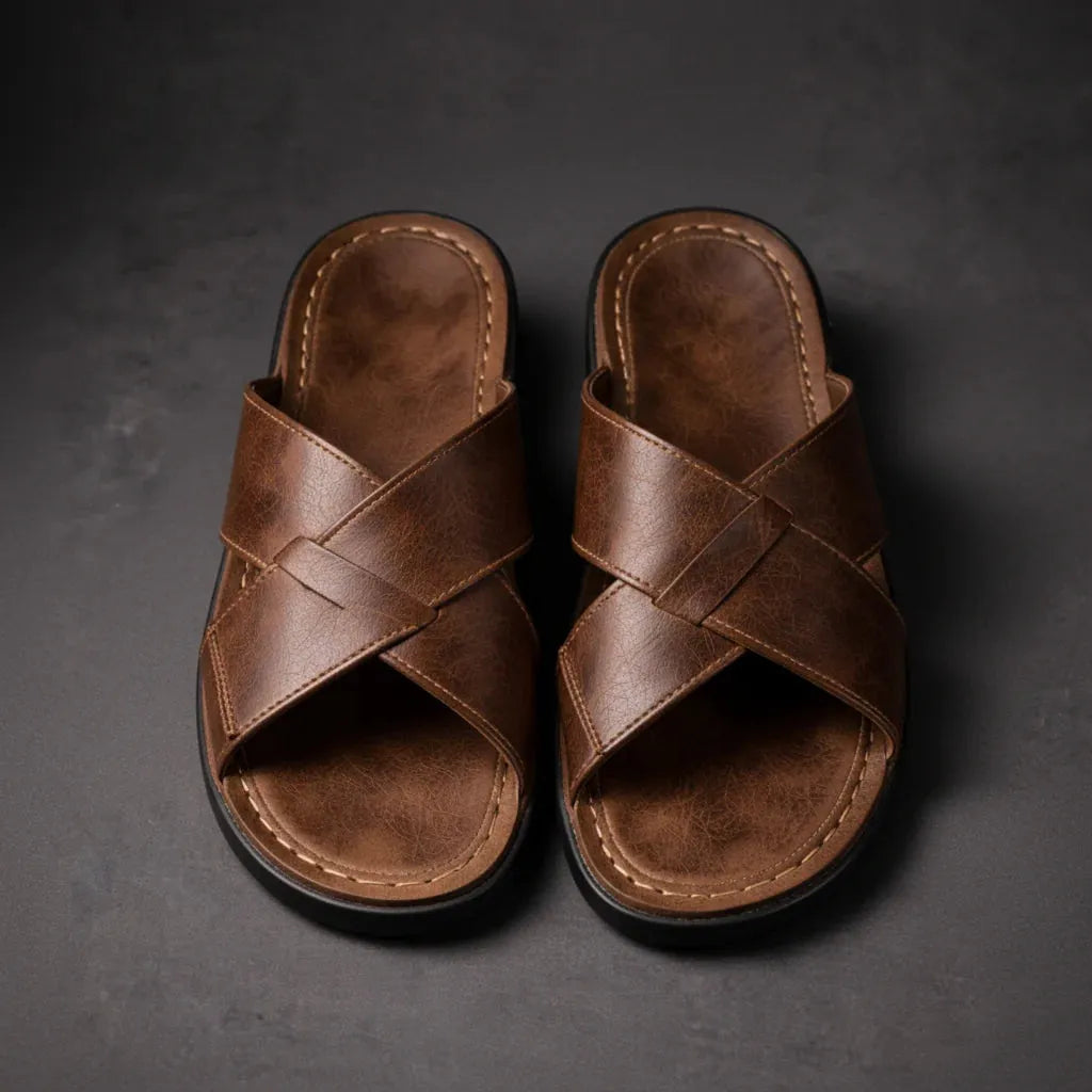 Men's Cross-Strap Slip-On Sandals