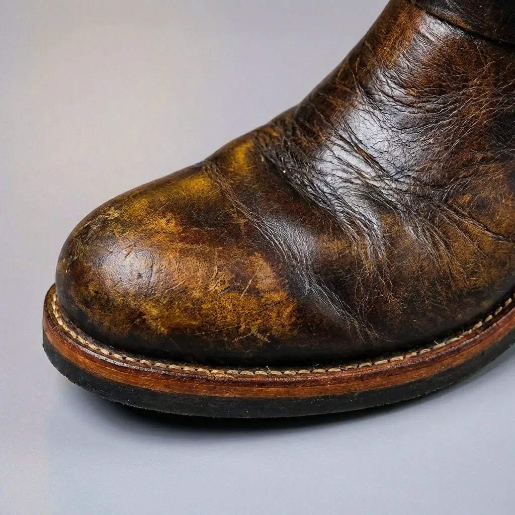 Men's Genuine Leather Mid-Calf Buckle Engineer Boots