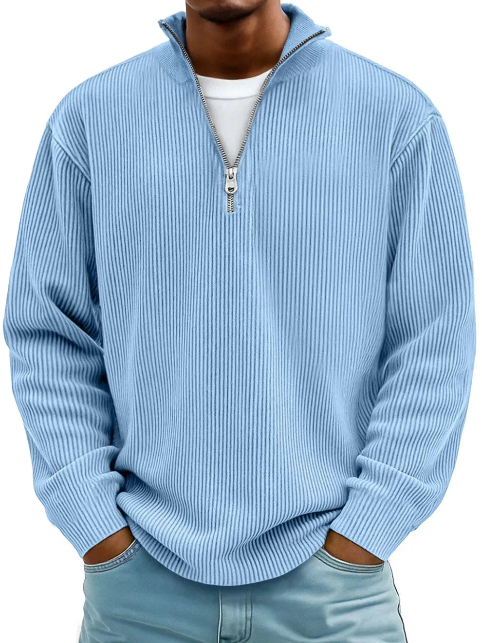 Men's Half-Zip Relaxed-Fit Knit Pullover Sweater