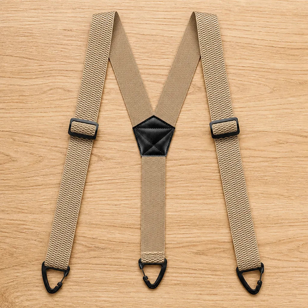 Men's Heavy Duty Elastic Suspenders with 3.8 cm Wide Metal Clips