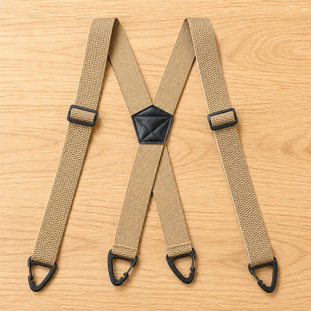 Men's Heavy Duty Elastic Suspenders with 3.8 cm Wide Metal Clips