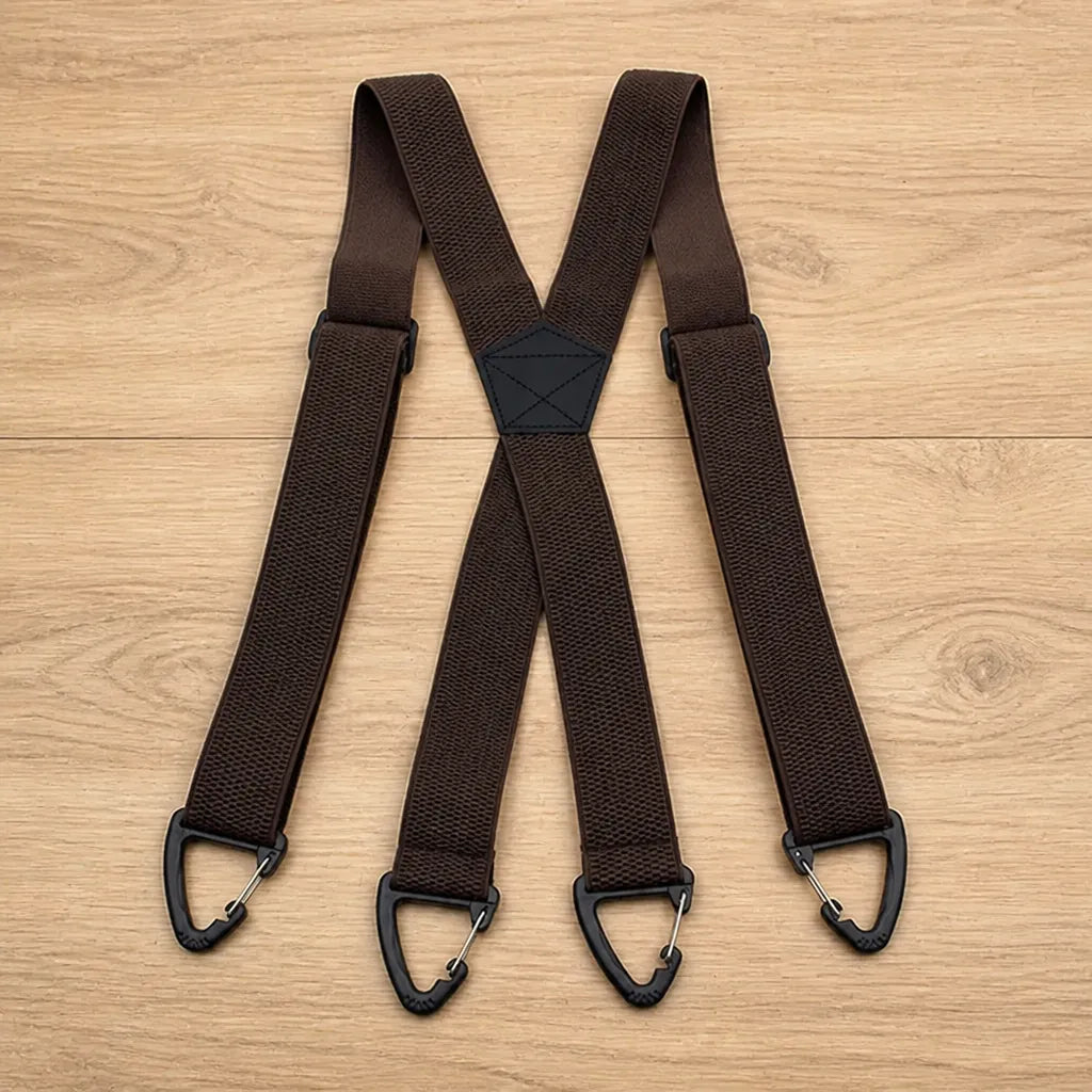 Men's Heavy Duty Elastic Suspenders with 3.8 cm Wide Metal Clips