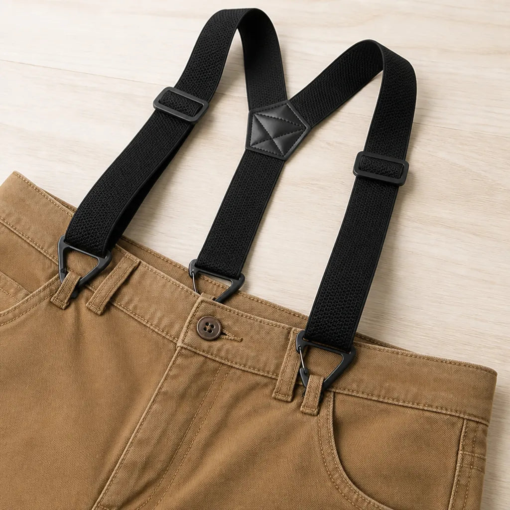Men's Heavy Duty Elastic Suspenders with 3.8 cm Wide Metal Clips