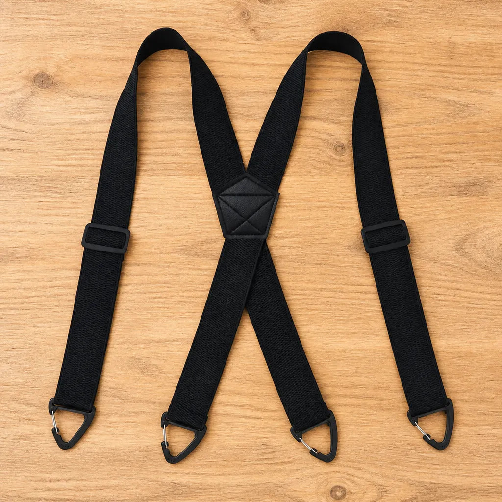 Men's Heavy Duty Elastic Suspenders with 3.8 cm Wide Metal Clips