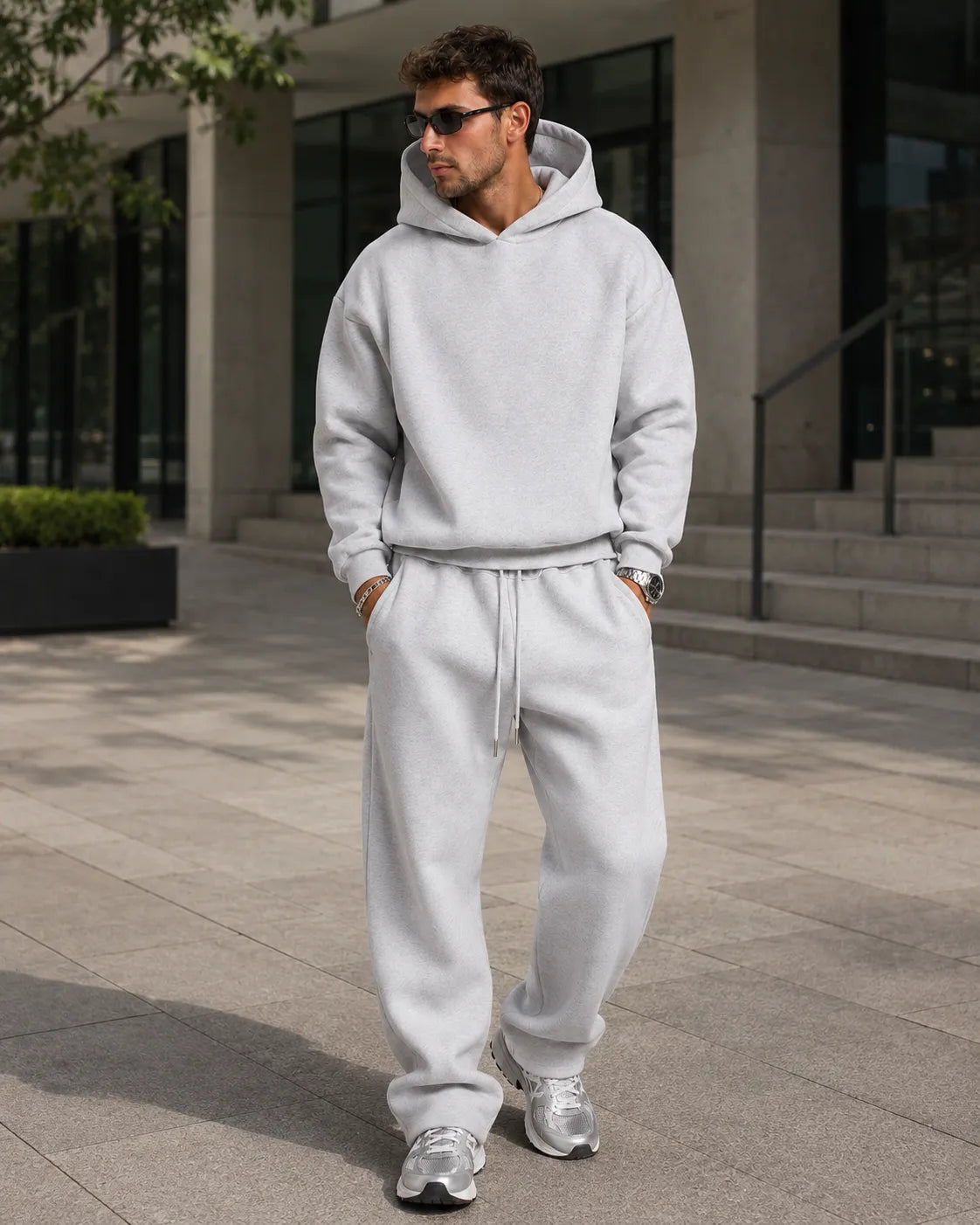 Men's Hoodie and Sweatpants Set with Relaxed Fit