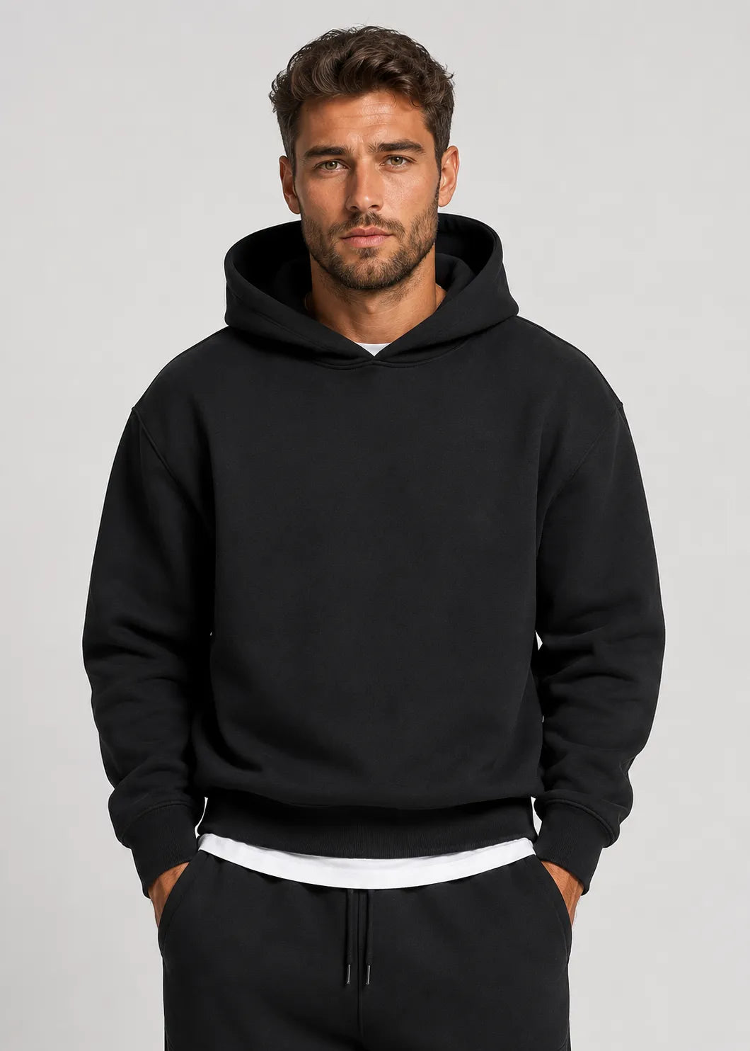 Men's Hoodie and Sweatpants Set with Relaxed Fit