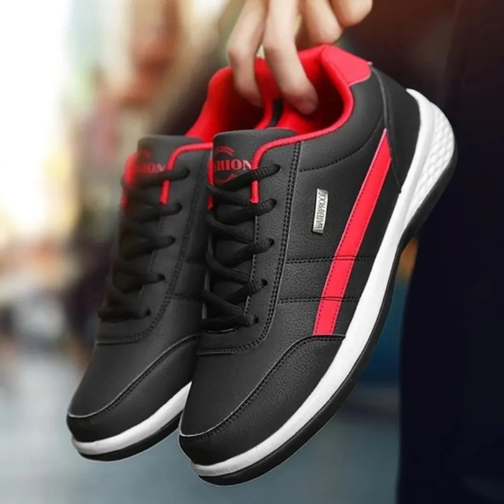 Men's Lace-Up Leather Low-Top Sneakers
