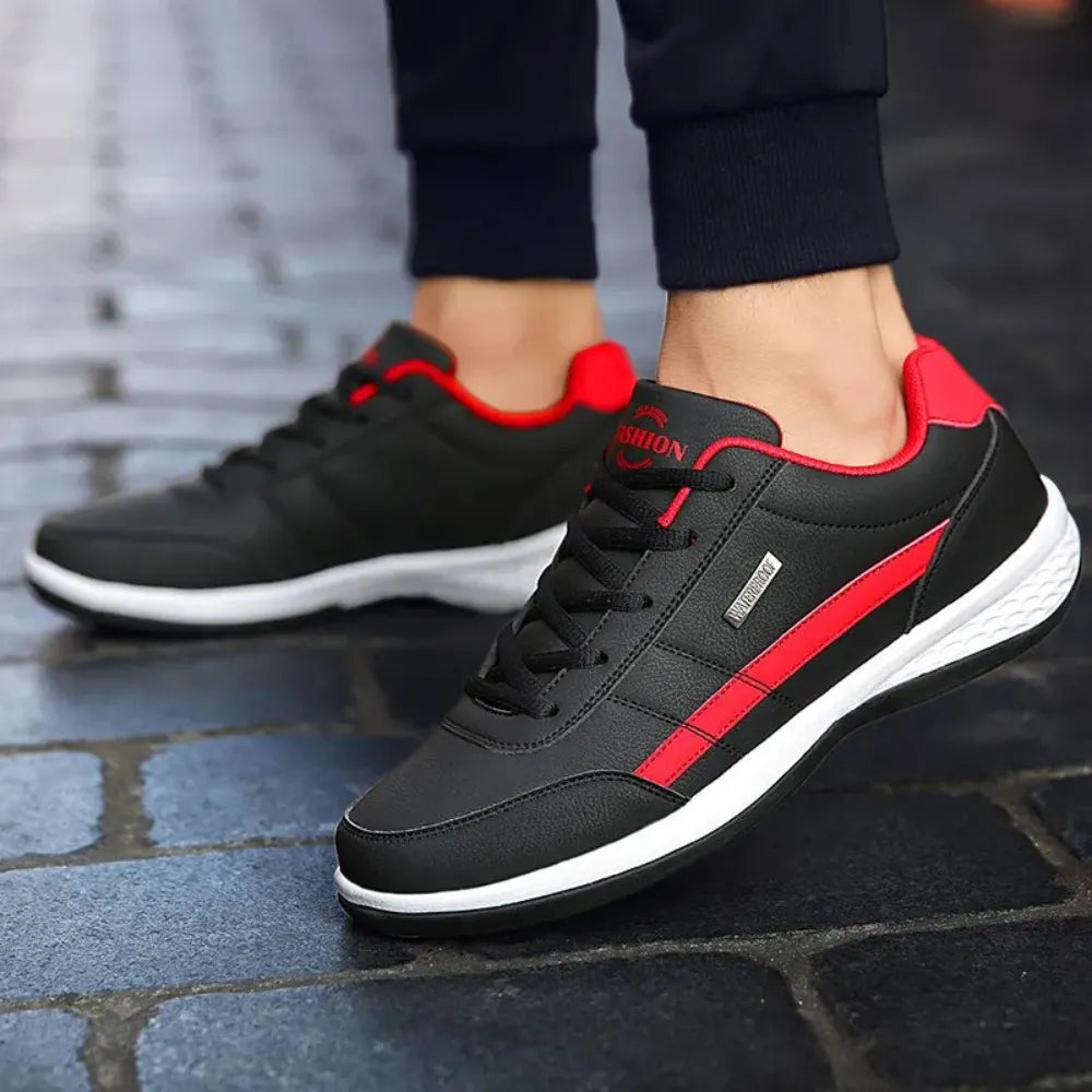 Men's Lace-Up Leather Low-Top Sneakers