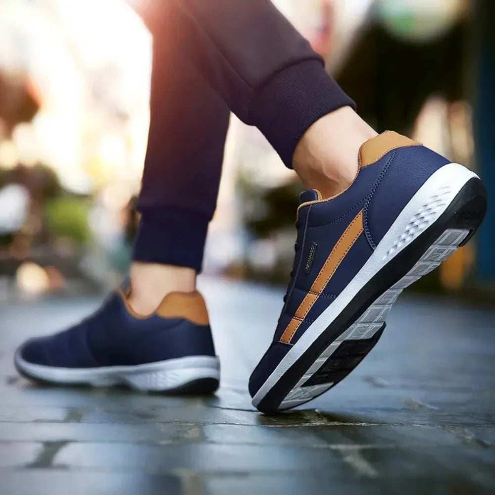 Men's Lace-Up Leather Low-Top Sneakers