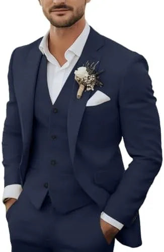 Men's Lightweight Linen 3-Piece Suit for Weddings