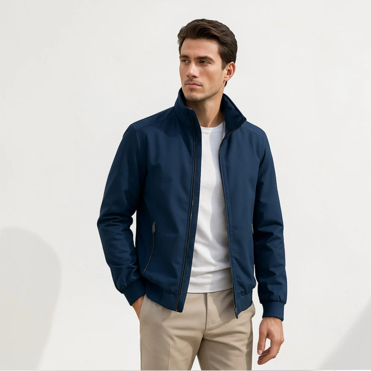Men's Lightweight Summer Jacket with Stand Collar
