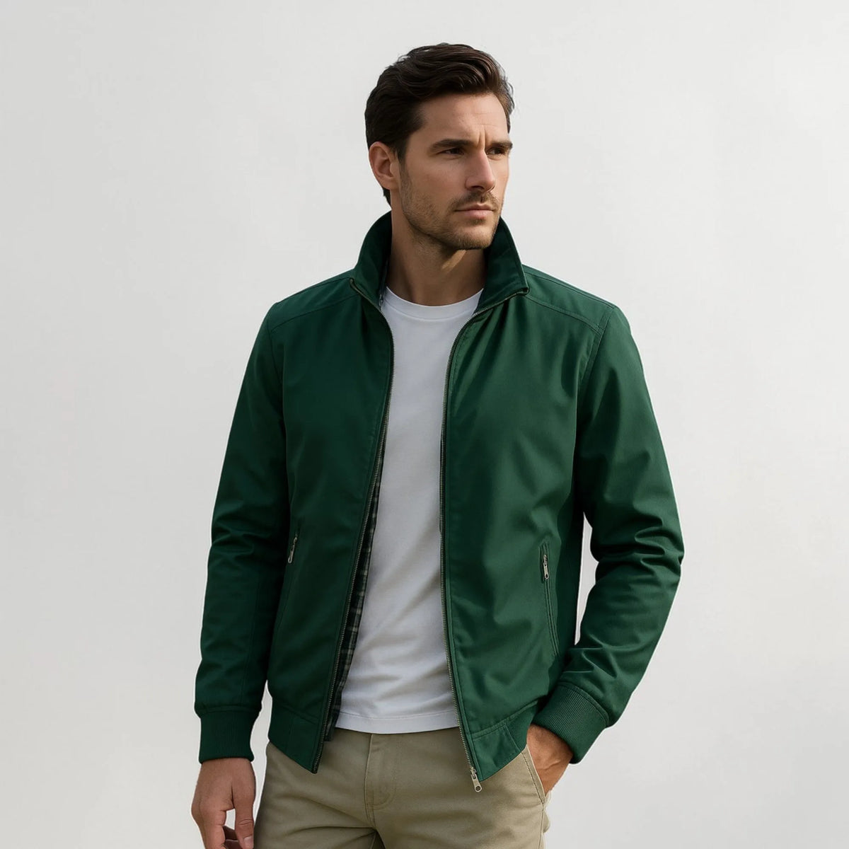 Men's Lightweight Summer Jacket with Stand Collar