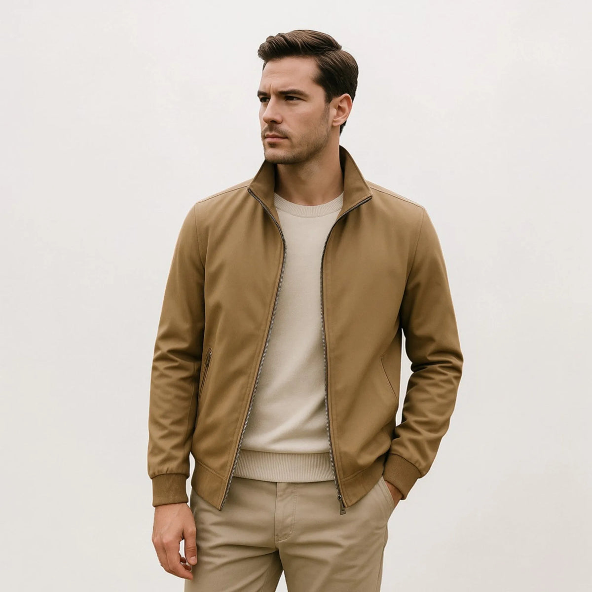 Men's Lightweight Summer Jacket with Stand Collar