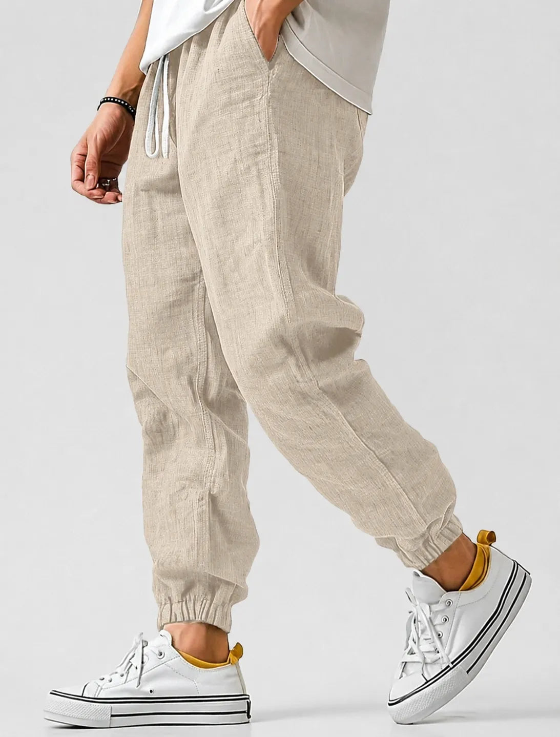Men's Lightweight Summer Jogger Pants with Drawstring Waist