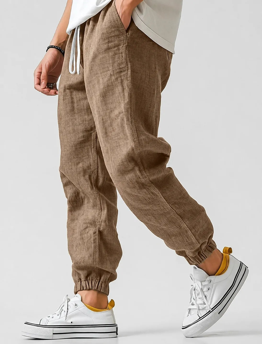 Men's Lightweight Summer Jogger Pants with Drawstring Waist