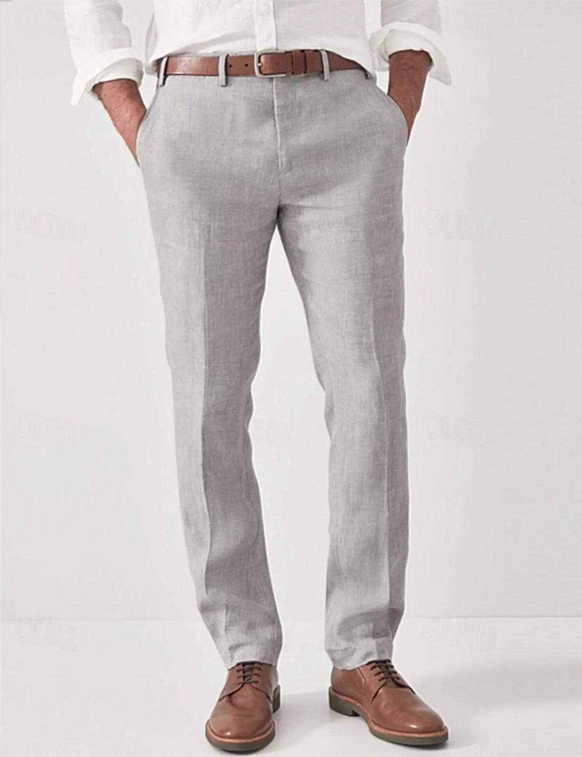 Men's Linen Pants with Belt Loops