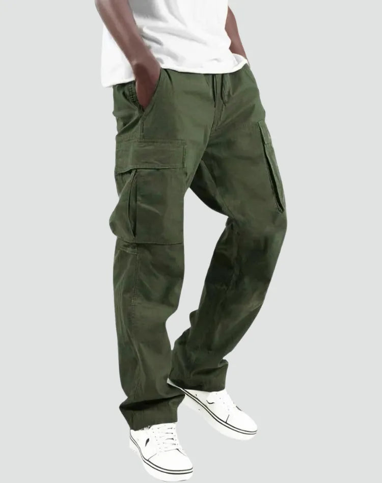 Men's Multi-Pocket Cargo Pants with Adjustable Waist