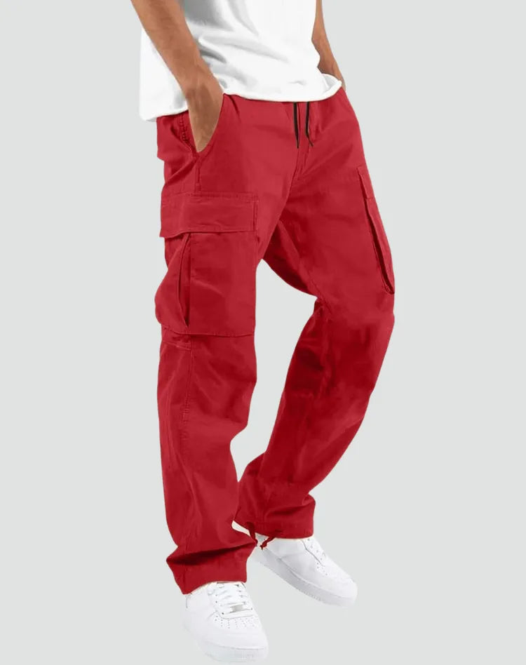 Men's Multi-Pocket Cargo Pants with Adjustable Waist