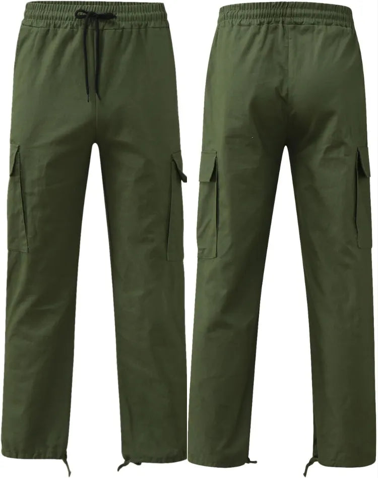 Men's Multi-Pocket Cargo Pants with Adjustable Waist