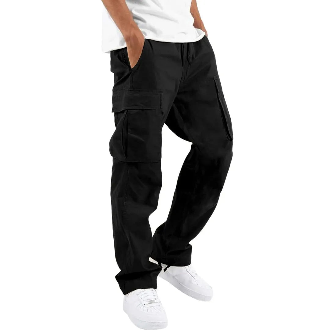 Men's Multi-Pocket Cargo Pants with Adjustable Waist