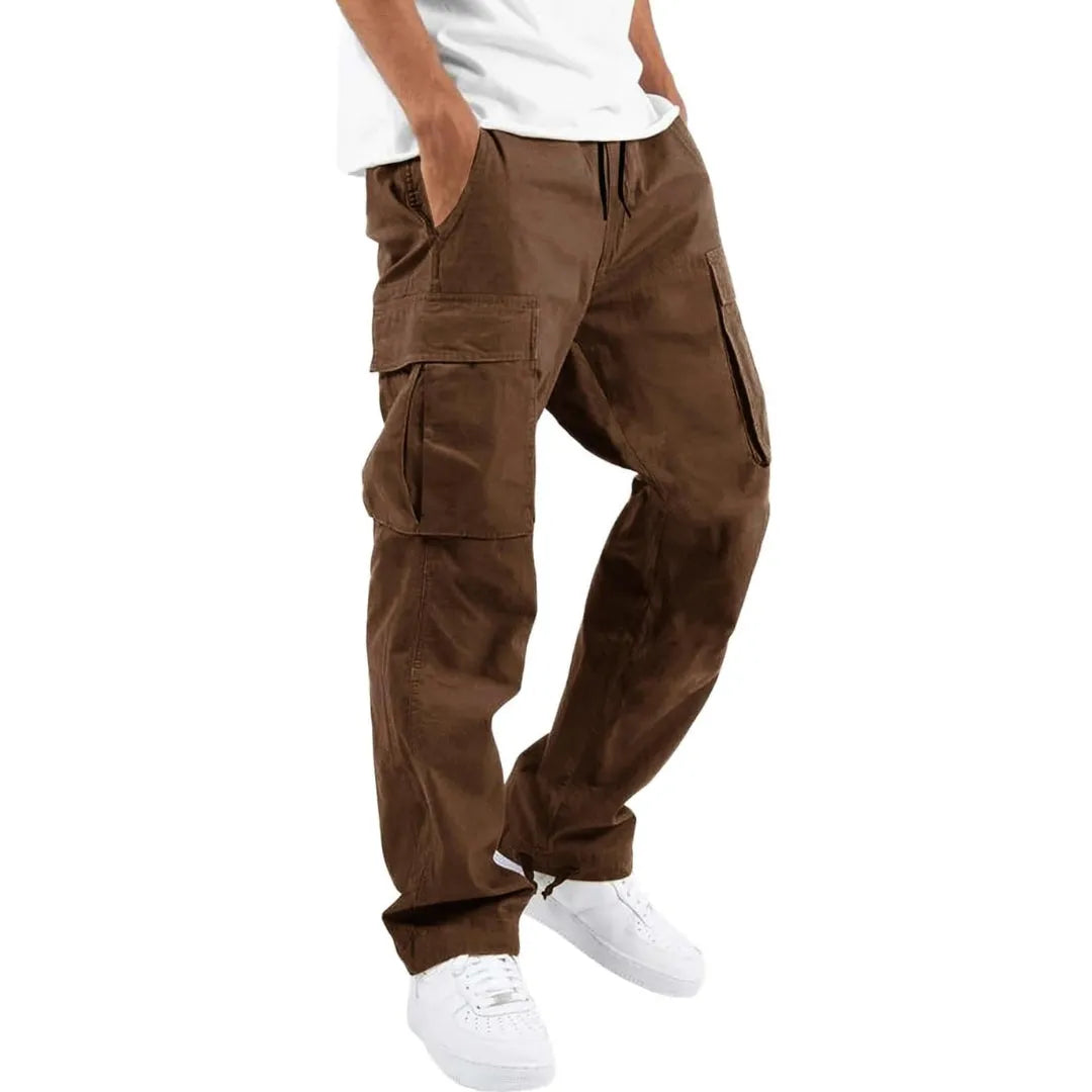 Men's Multi-Pocket Cargo Pants with Adjustable Waist