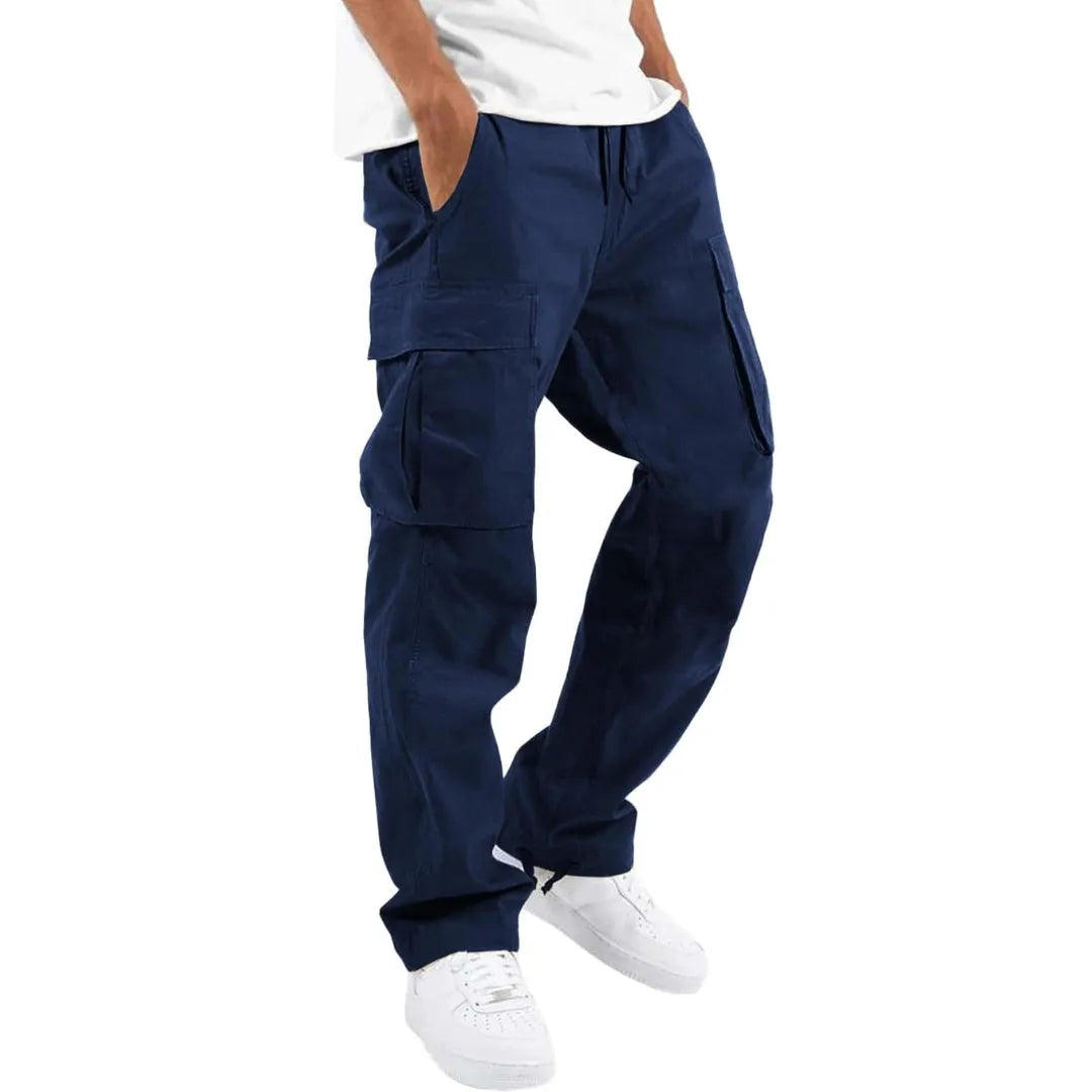 Men's Multi-Pocket Cargo Pants with Adjustable Waist