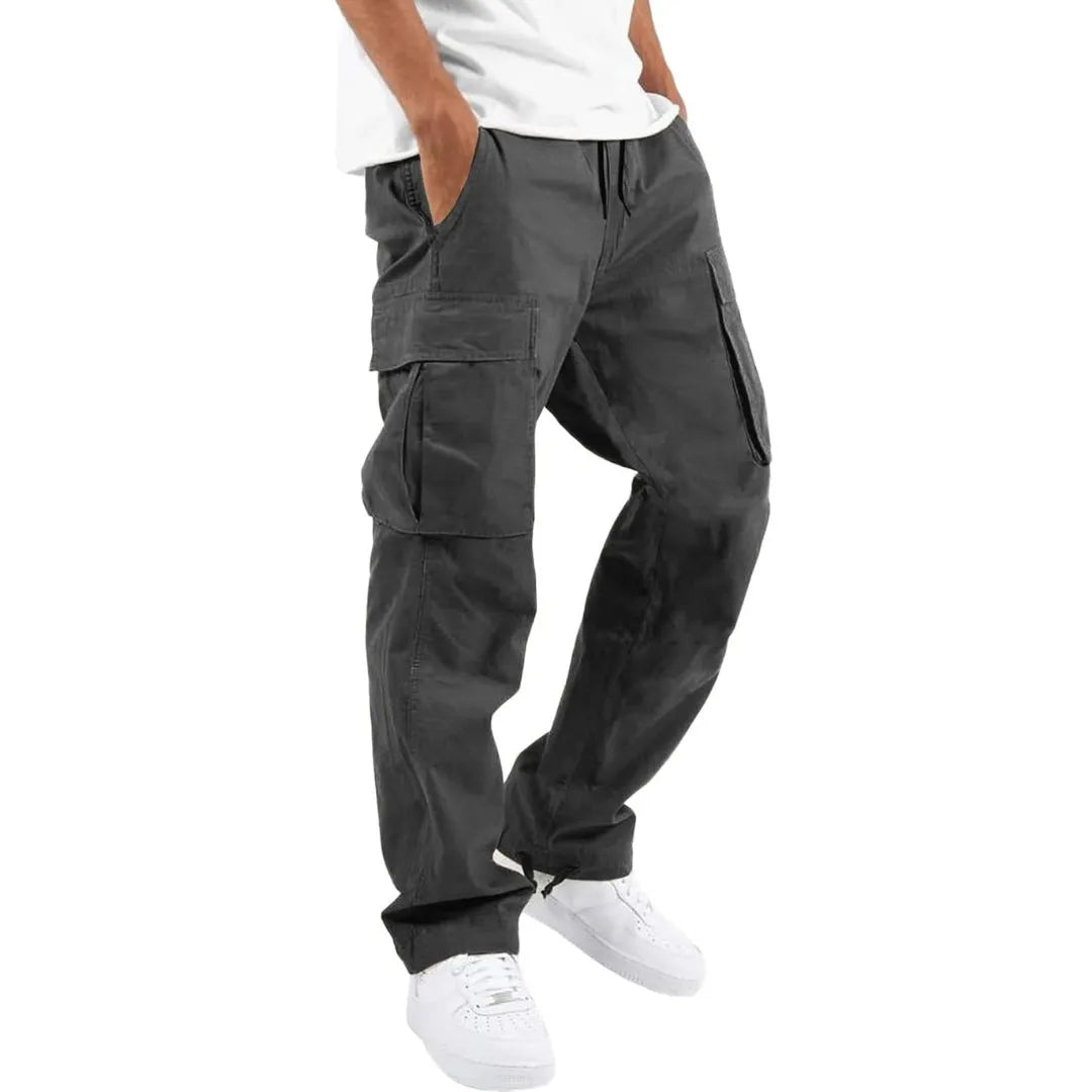 Men's Multi-Pocket Cargo Pants with Adjustable Waist