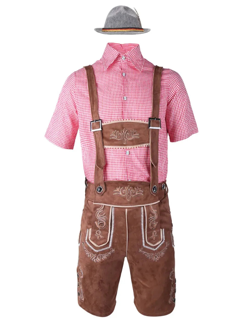 Men's Oktoberfest Lederhosen Costume with Suspenders and Shirt