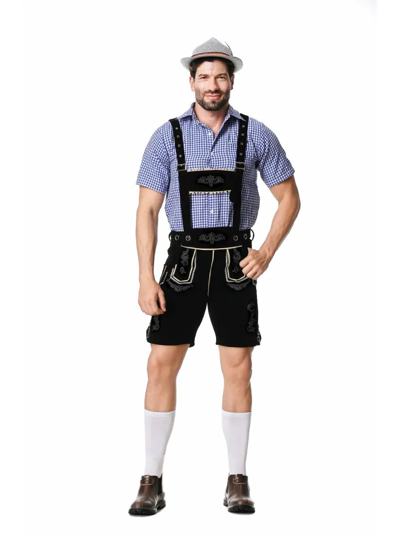 Men's Oktoberfest Lederhosen Costume with Suspenders and Shirt