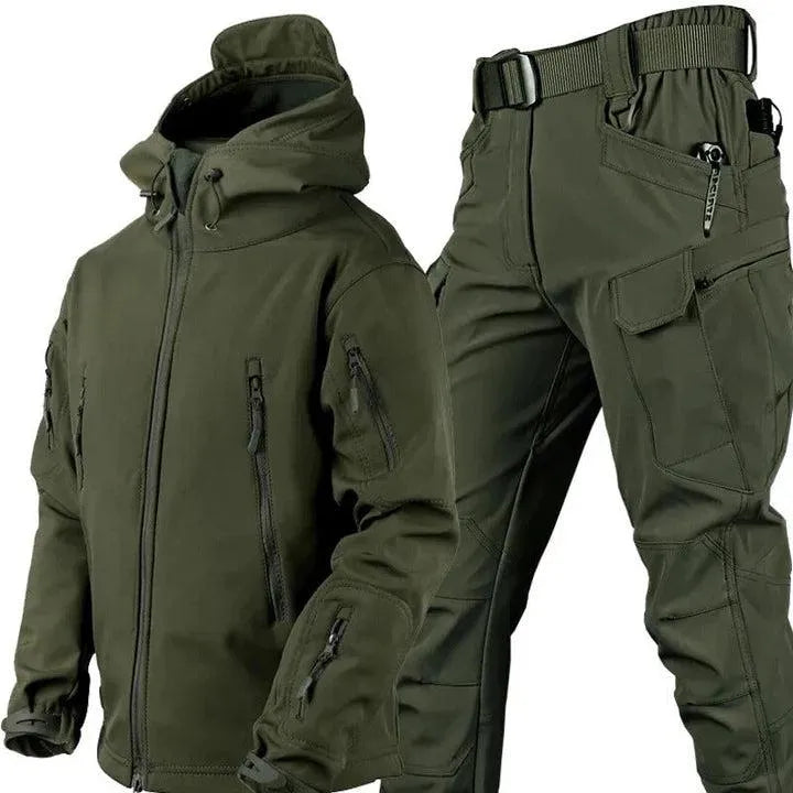 Men's Outdoor Hooded Jacket and Cargo Pants Two-Piece Set