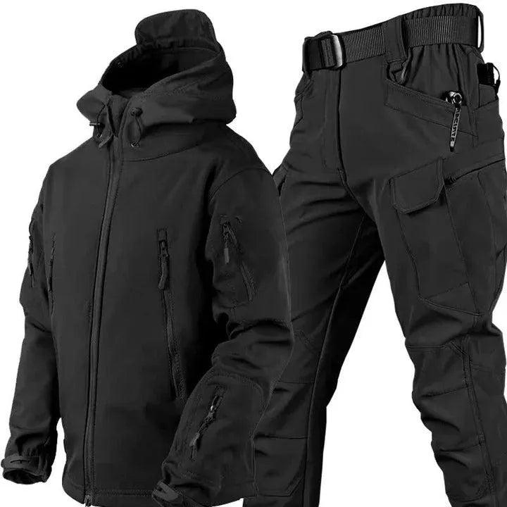 Men's Outdoor Hooded Jacket and Cargo Pants Two-Piece Set