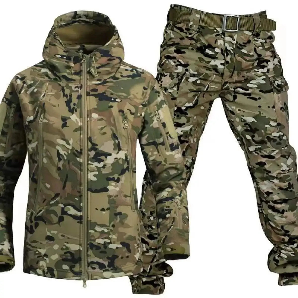 Men's Outdoor Hooded Jacket and Cargo Pants Two-Piece Set