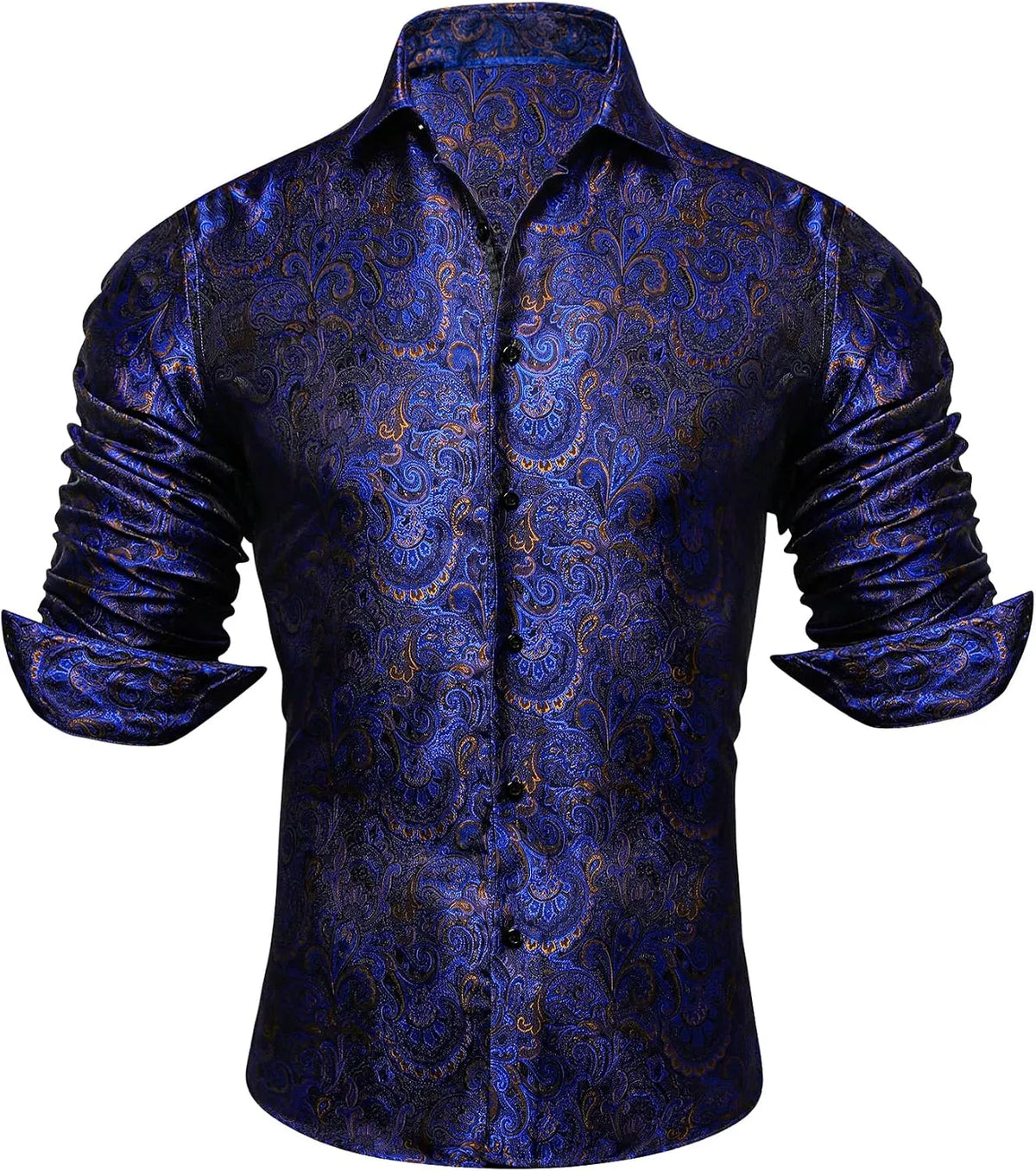 Men's Paisley Jacquard Long-Sleeve Shirt for Weddings and Evenings