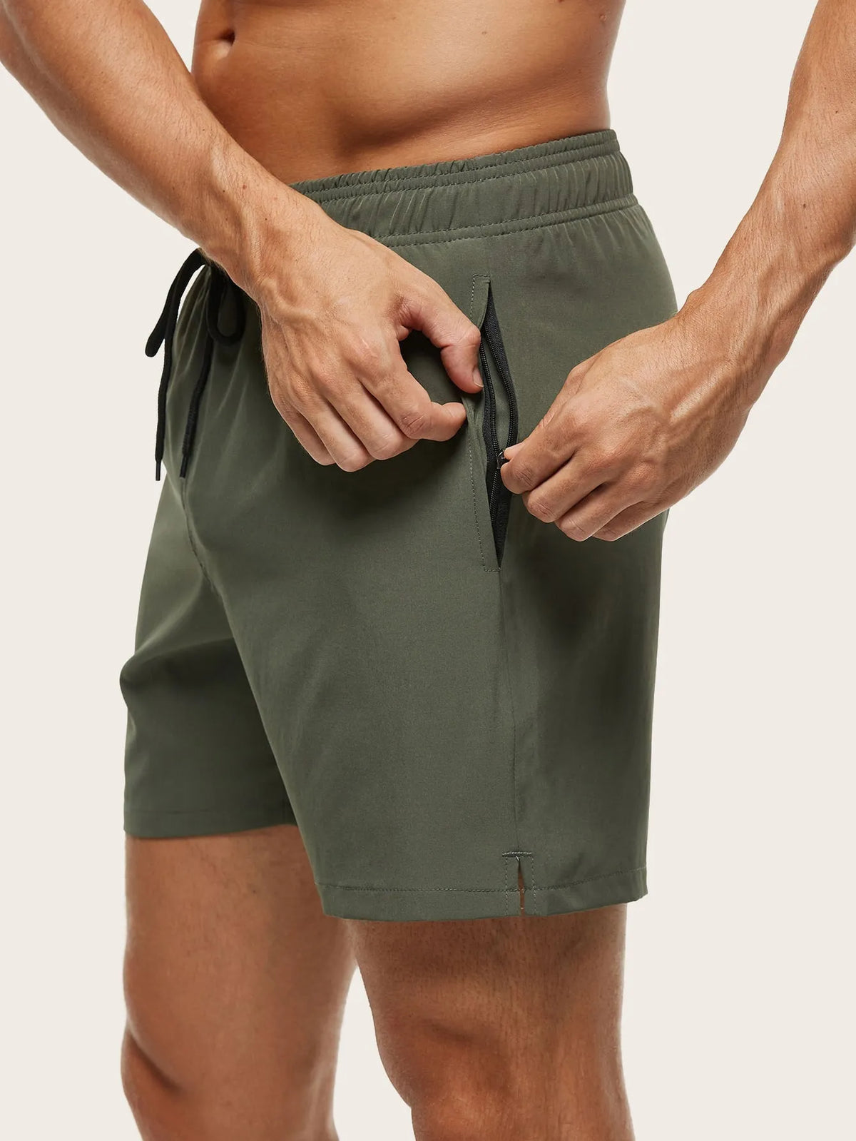 Men's Quick-Drying Elastic Swim Trunks with Zipper Pocket
