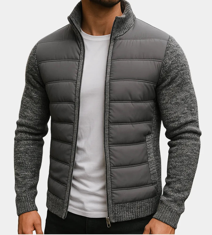 Men's Quilted Hybrid Jacket with Knit Sleeves