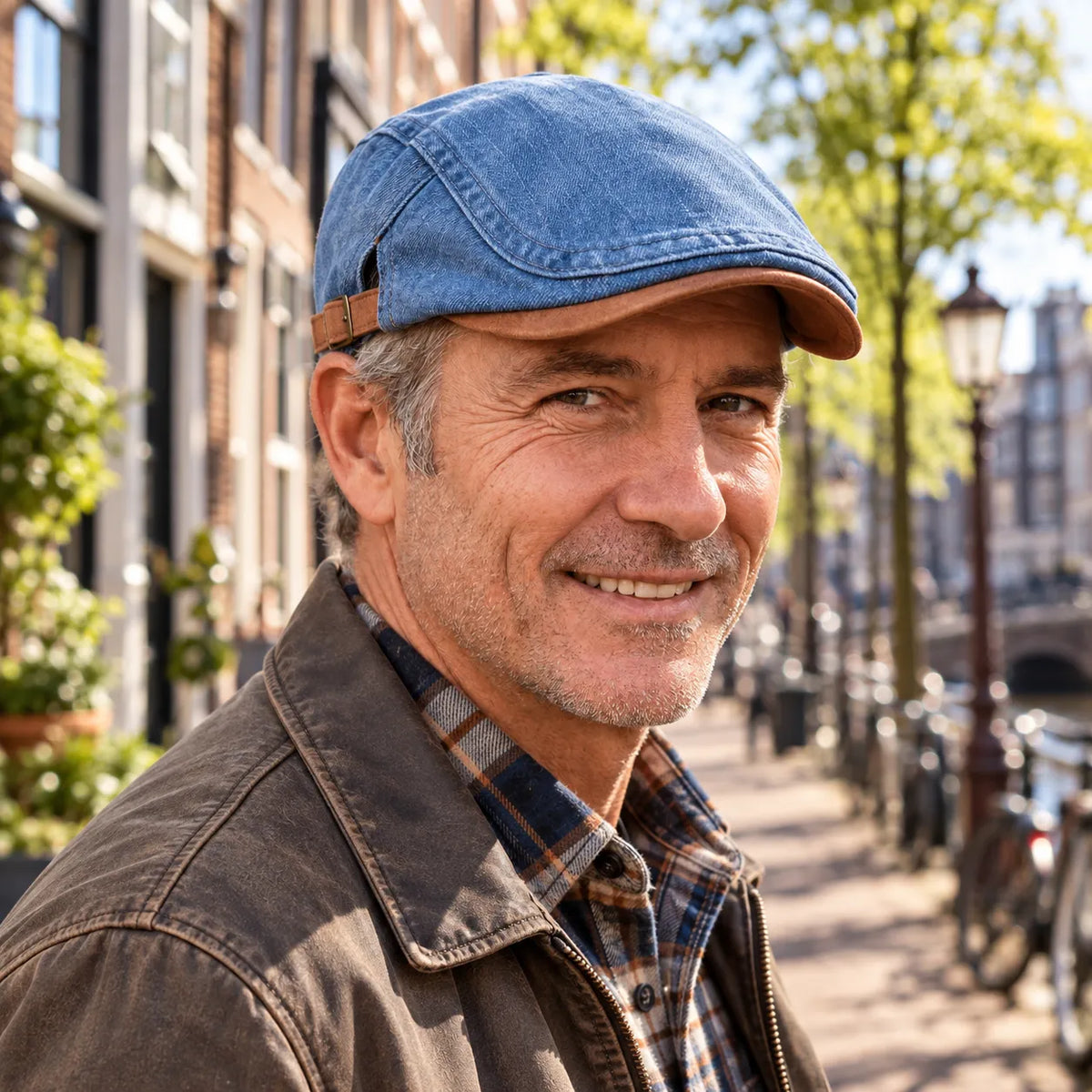 Men's Retro Denim Newsboy Flat Cap