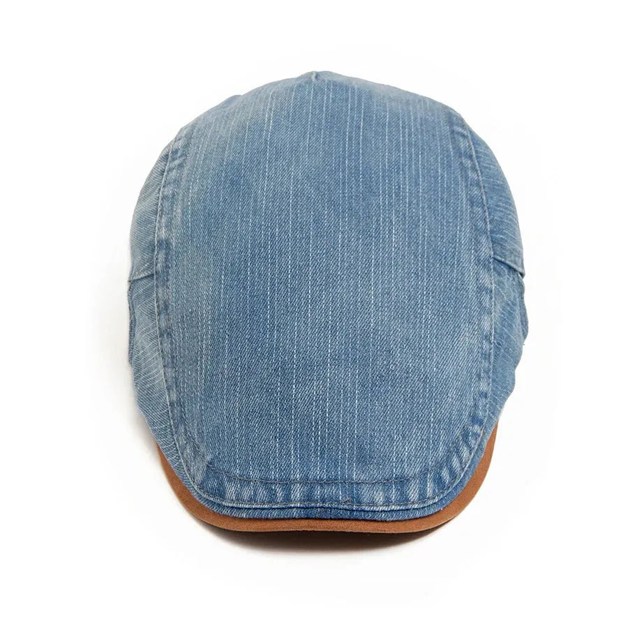 Men's Retro Denim Newsboy Flat Cap