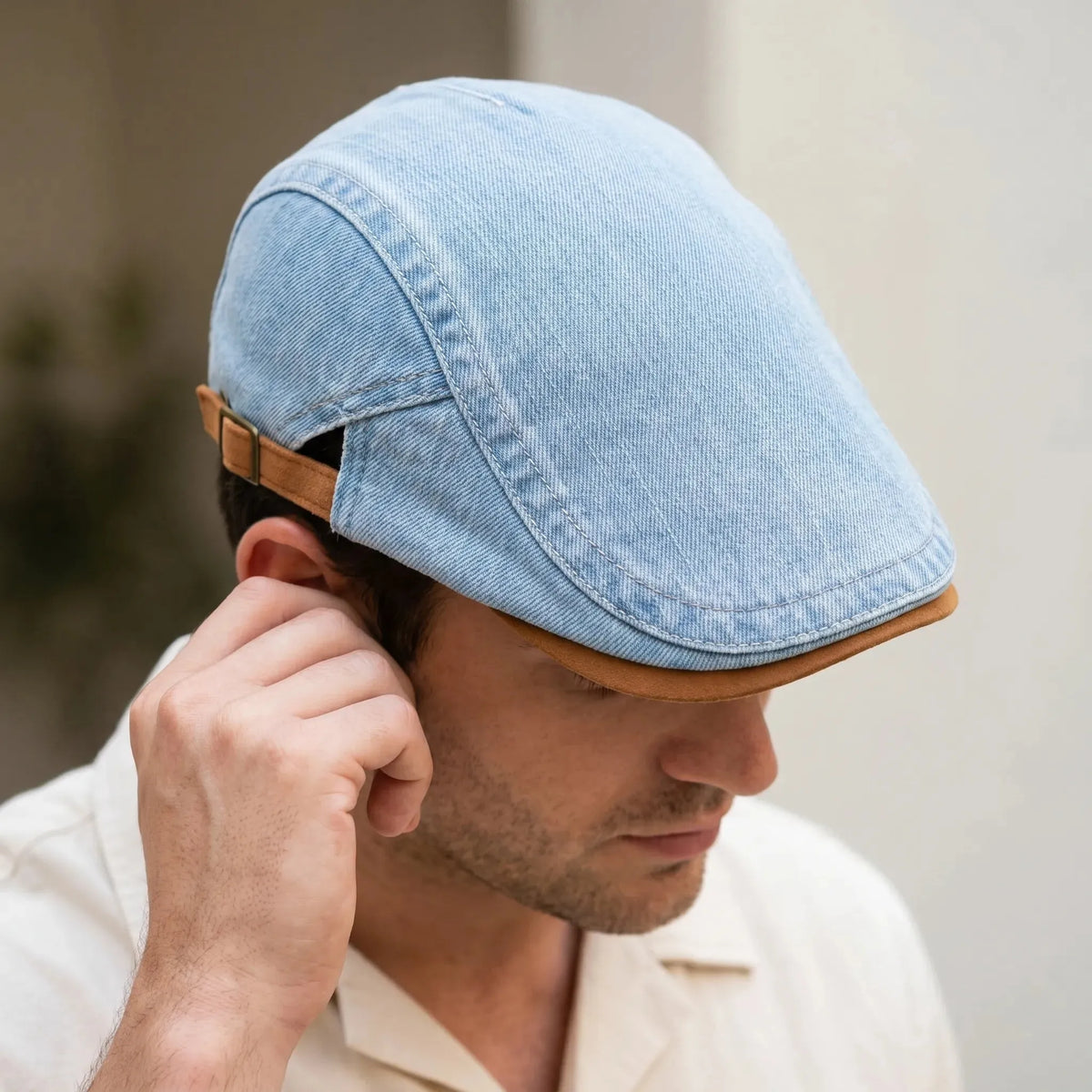 Men's Retro Denim Newsboy Flat Cap