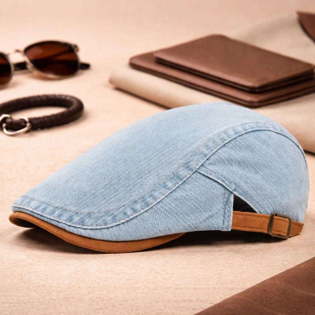 Men's Retro Denim Newsboy Flat Cap