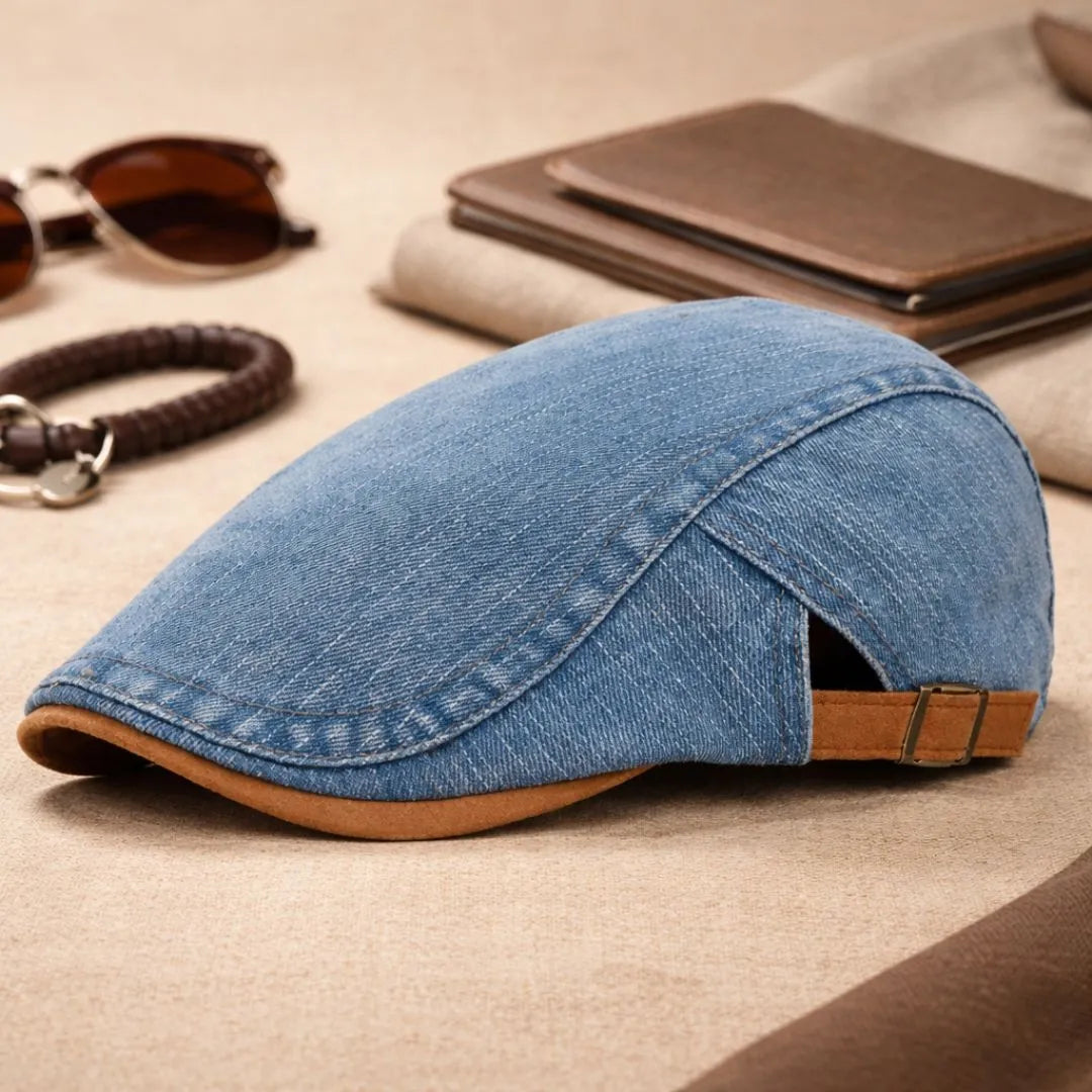 Men's Retro Denim Newsboy Flat Cap