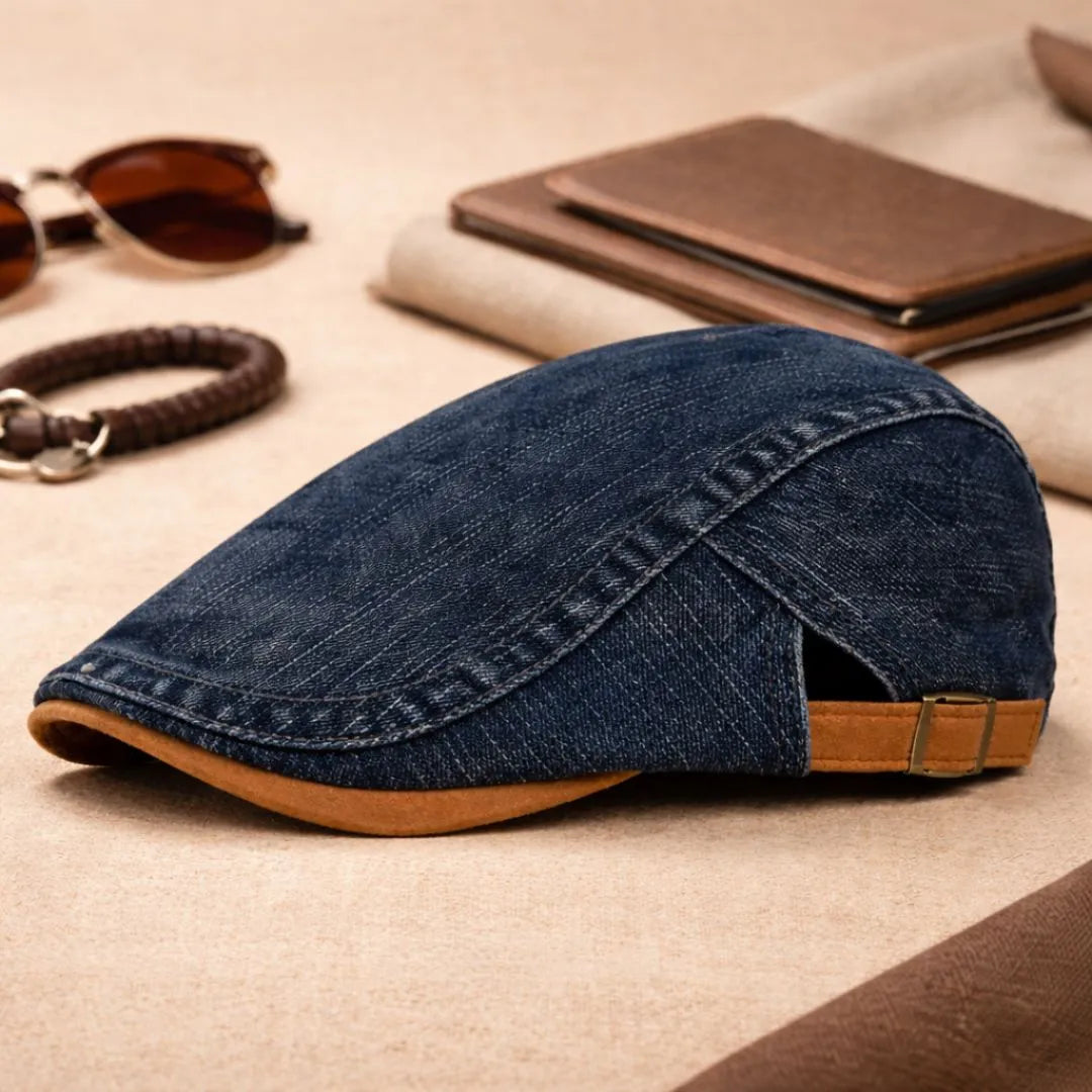 Men's Retro Denim Newsboy Flat Cap