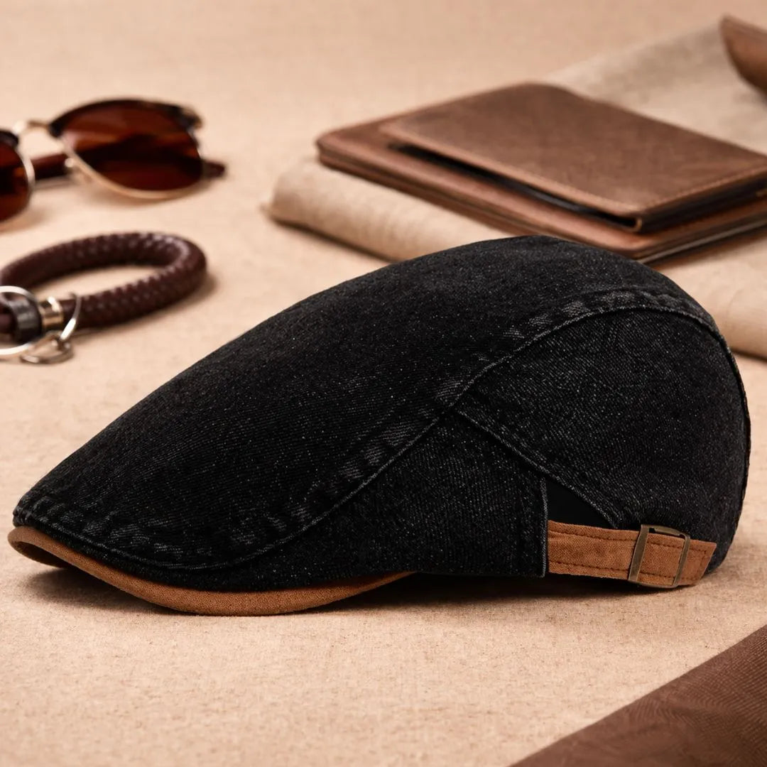 Men's Retro Denim Newsboy Flat Cap