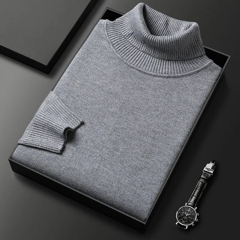 Men's Ribbed Cashmere Blend Turtleneck Sweater
