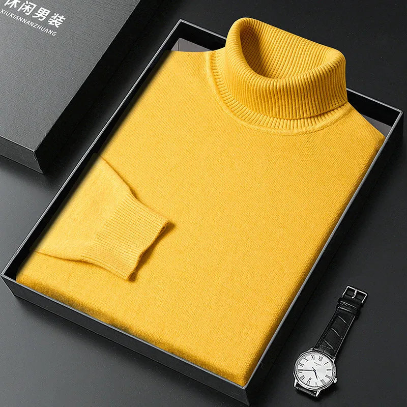 Men's Ribbed Cashmere Blend Turtleneck Sweater