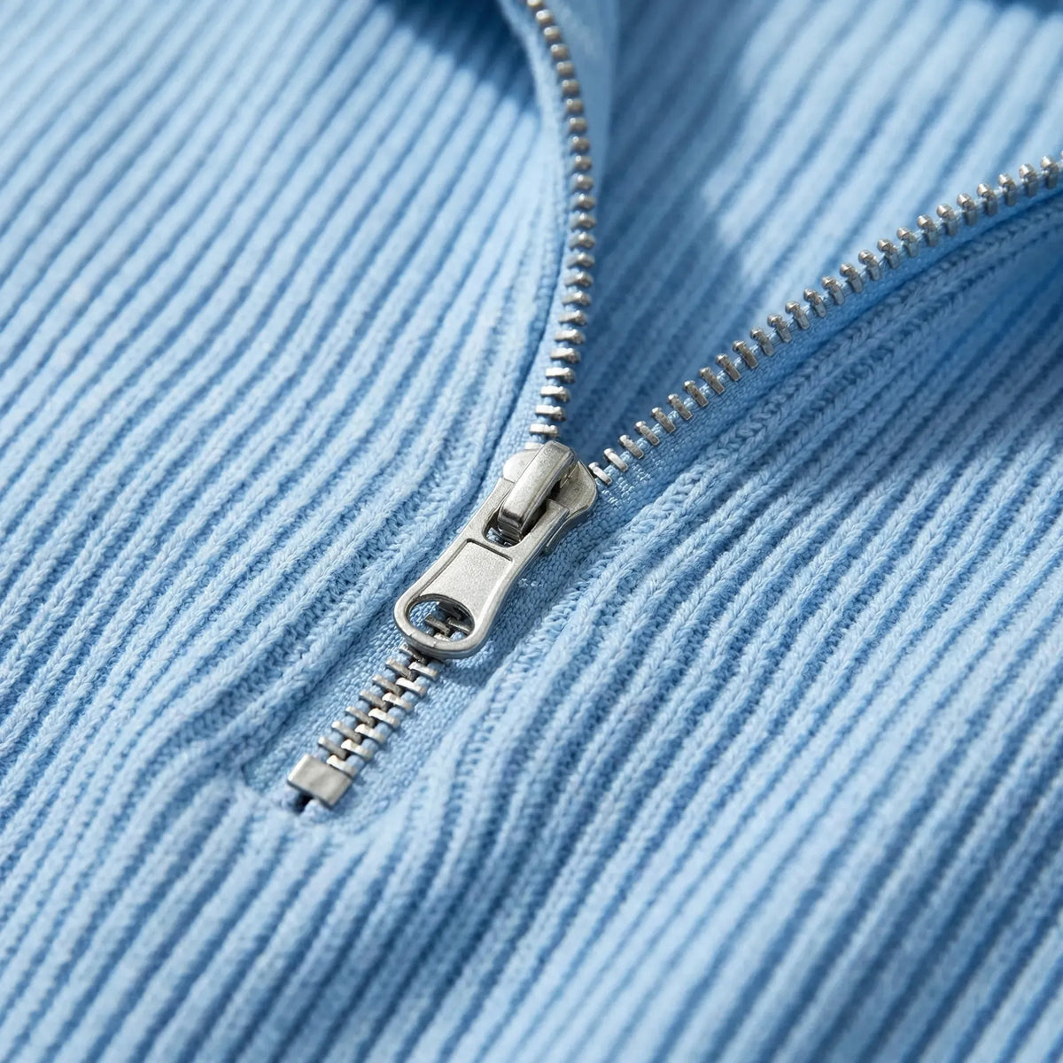 Men's Ribbed Half-Zip Sweater with High Collar