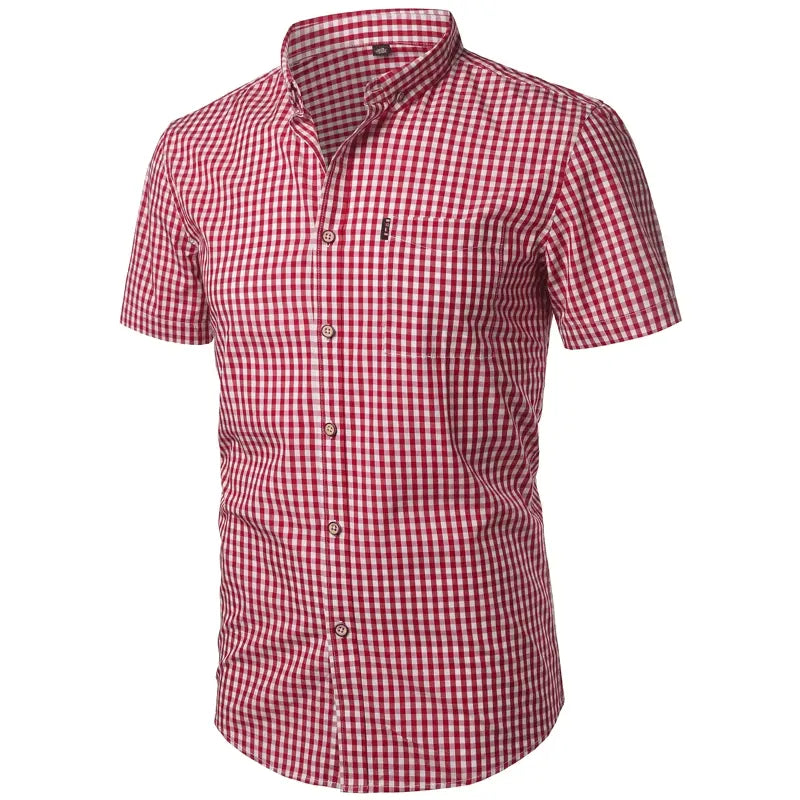 Men's Short-Sleeve Plaid Button-Down Shirt
