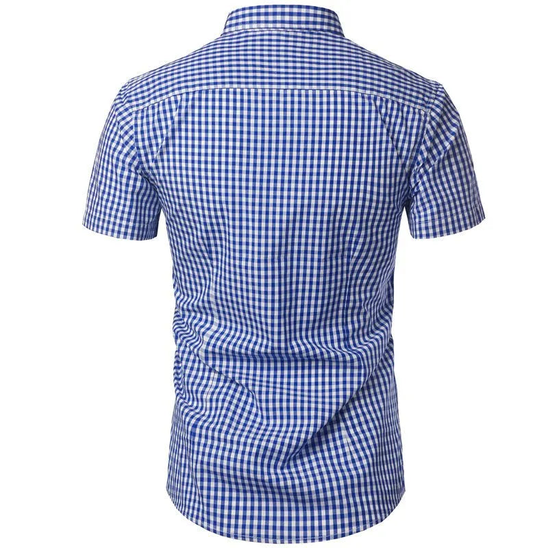 Men's Short-Sleeve Plaid Button-Down Shirt