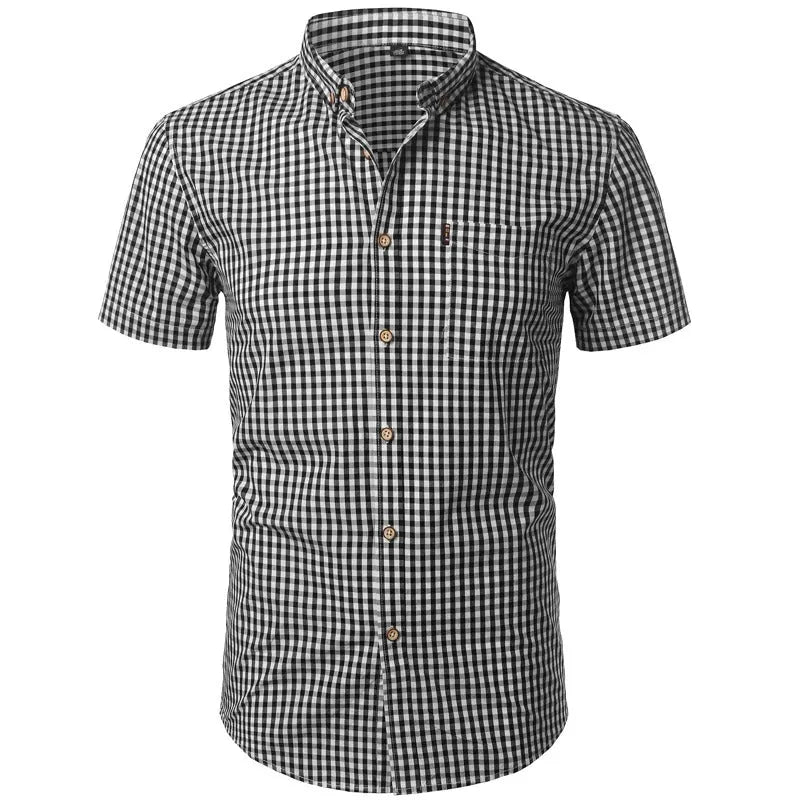 Men's Short-Sleeve Plaid Button-Down Shirt